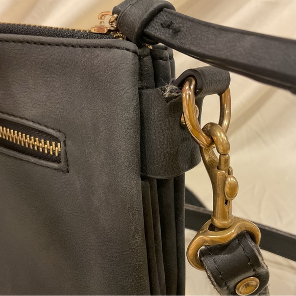 (Sold) Dark Iron Grey Faux suede Crossbody bag - Picture 7 of 9